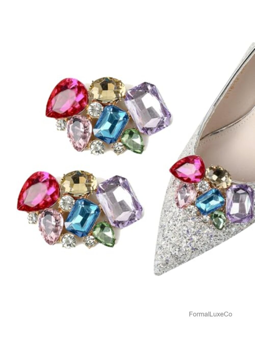 Shoe Clips Multicolored Crystal Brooch Accessories for Heels Pumps